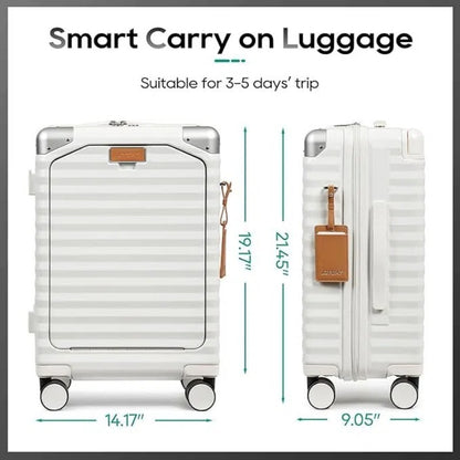 Mala de Viagem Joyway com Abertura Frontal de 20 polegadas, 1 peça, Porta-copos, Trava TSA, Rodas Giratórias Silenciosas, Leve e Durável