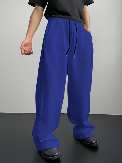 25 European and American men's waist trousers waist drawstring straight wide-leg loose trousers sports trousers pocket men pants