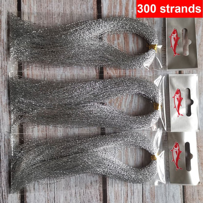 Pacote com 3 ou 10 unidades de 300 fios de tinsel torcido para iscas de pesca com mosca, linha de amarração, flash de cristal brilhante, material DIY