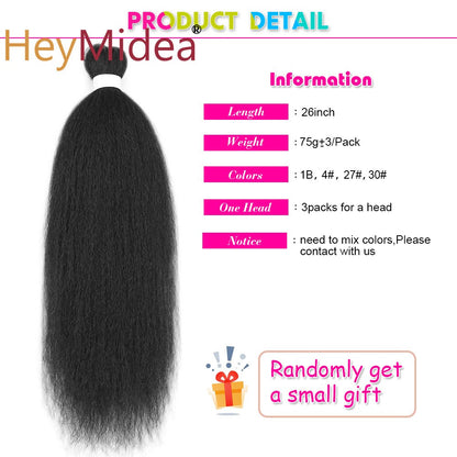 Cabelo sintético Vixen Bundles para crochê 26 polegadas, DIY, pré-esticado, extensões de cabelo para tranças, Kanekalon, pacotes de cabelo Yaki liso para rabo de cavalo