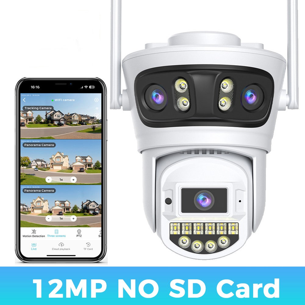 15MP 8K HD Wifi Surveillance Camera Outdoor Three Lens Three Screens Security IP Camera Human Detection 5G Wifi Camera O-KAM PRO