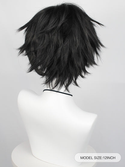 Peruca Curta Lisa Masculina Sintética - Preta, Perfeita para Halloween, Natal, Eventos de Cosplay, Festas a Fantasia