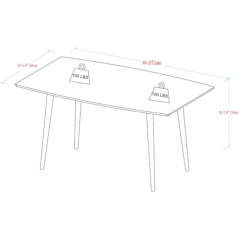 6 Person Mid Century Modern Wood Hairpin Rectangle Dining Room Kitchen Table Set Dining Chairs, 60 Inch