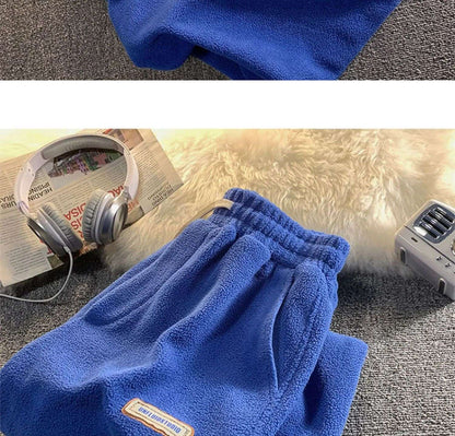 Lamb Velvet Thickened Fleece Women's Casual Pants Autumn Winter Warm Outdoor Wear Loose Fit Sports Trousers