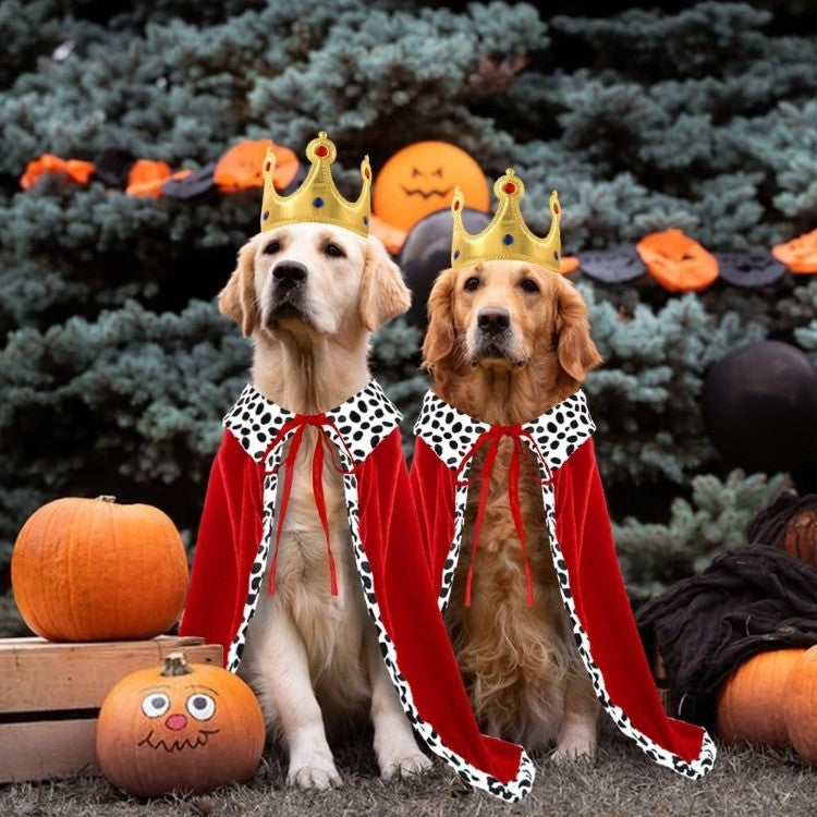 Fantasia de Capa de Rei de Cachorro de Halloween, Adorável e Engraçada, com Coroa, Capa de Rei Ajustável para Cães Grandes, Gatos, Suprimentos para Festas de Cosplay