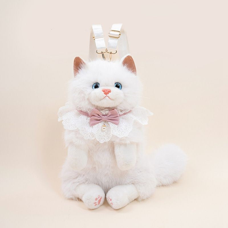 Mochila Nova e Fofa Realista de Ragdoll Feminina, Boneca de Pelúcia de Gato, Mochila Pequena de Lolita, Desenho Animado, Personalidade, Mochilas Chiques para Mulheres