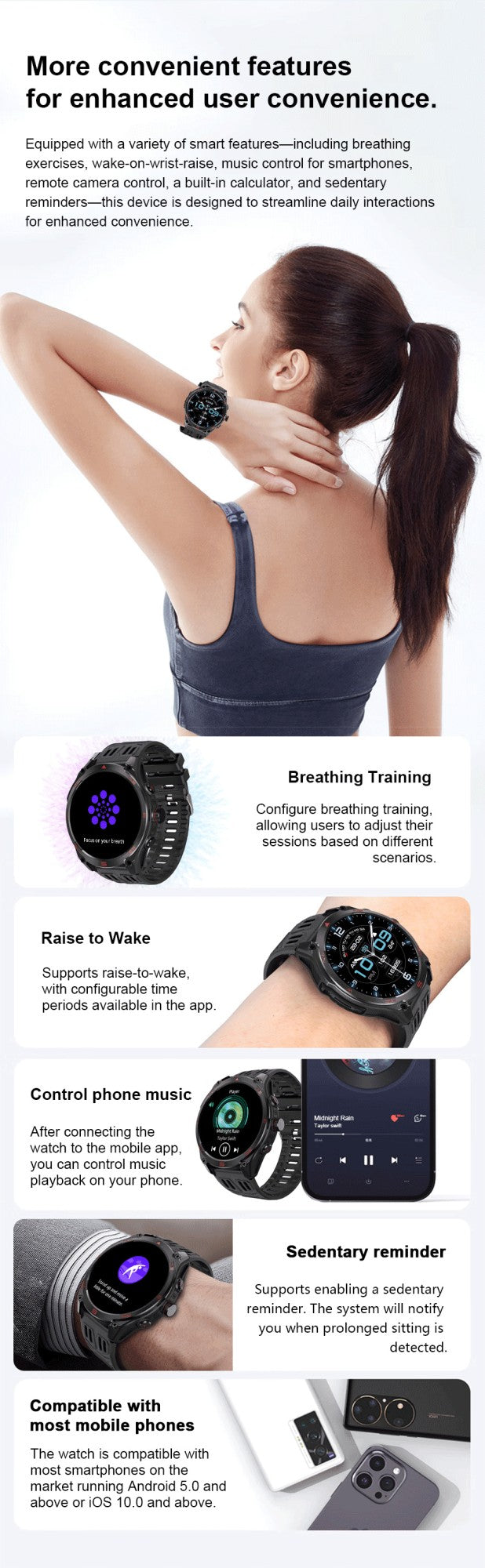 Novo Smartwatch Militar Bateria de 1000mAh Rastreamento GPS Bússola 10ATM À Prova D'água Tático Esportivo Lanterna Chamada BT Smartwatch Para Homens