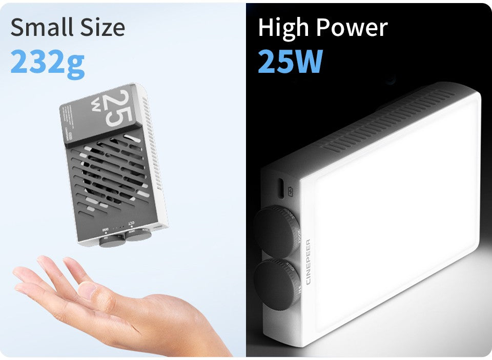 ZHIYUN Oficial CINEPEER CM25 25W Luzes LED Bicolor de Bolso Portátil para Vídeo Lâmpada Fotográfica Iluminador de Fotografia