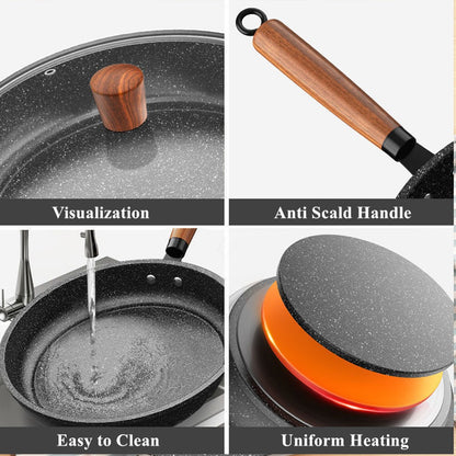 30cm Frying Pan Wok Pan Non-Stick Pan With Cover Household Kitchen Utensils Induction Gas Stove Universal Pot Steak Pancake Pan