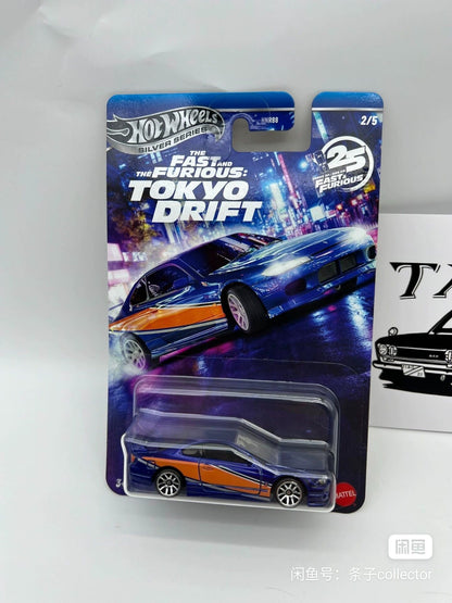 Hot Wheels Fast & Furious Silver Series Tokyo Drift Set 2025 Die-Cast Model Cars Nissan Chevrolet 1/64 Scale Collectible Toys