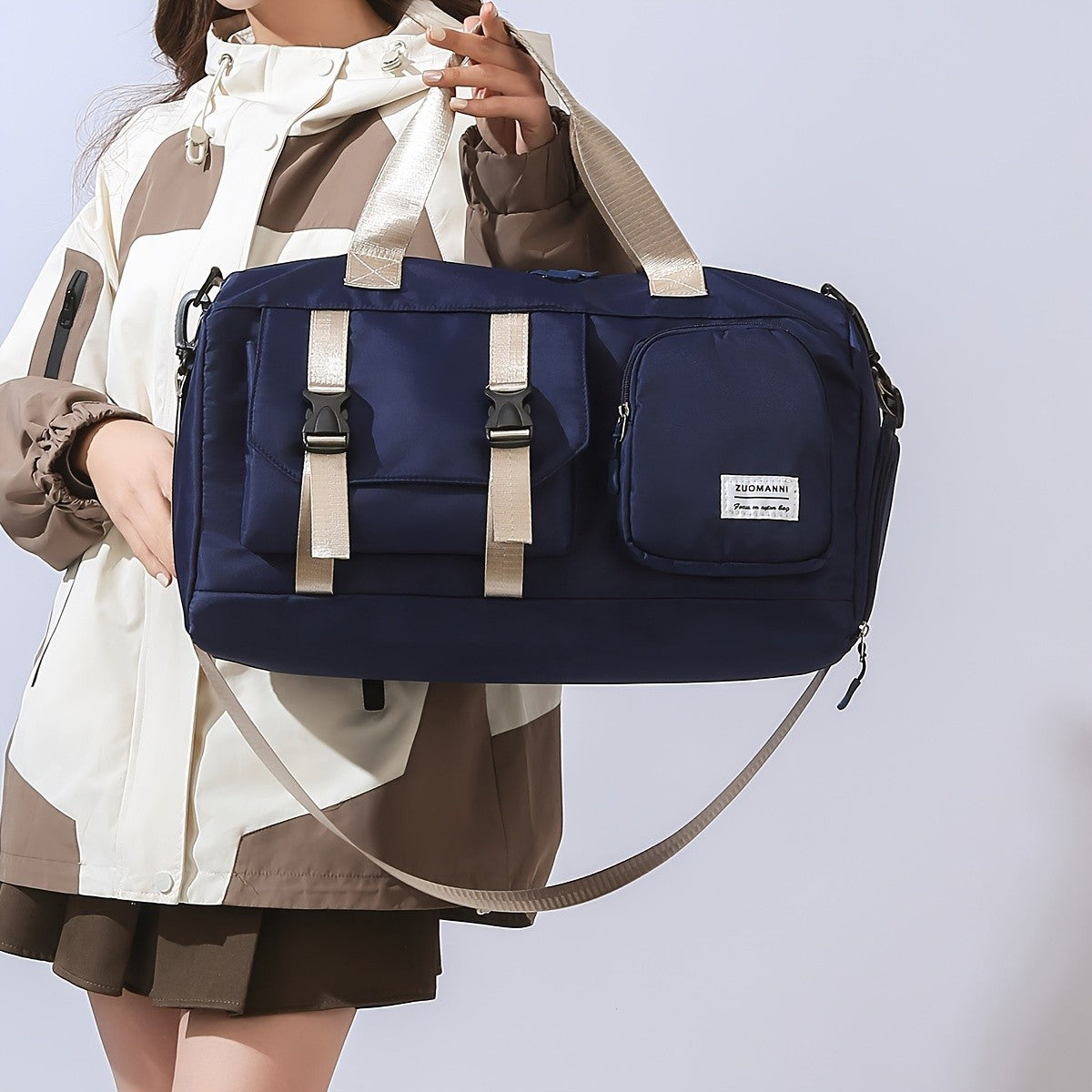 Women's Durable Nylon Sports Gym Bag with Shoe Compartment - Multifunctional Fitness Duffle for Yoga, Travel & Weekend Trips