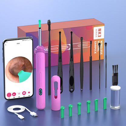 Conjunto de Limpeza de Ouvido com Câmera, Hastes para Ouvido, Otoscópio, Carregamento USB C, Ferramenta de Remoção de Cera com Endoscópio, Câmera Mini de Limpeza de Ouvido, Conjunto de Limpeza de Ouvido