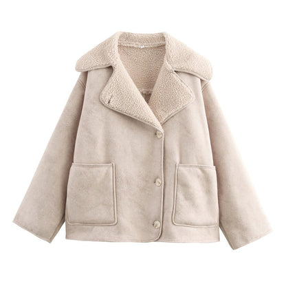2024 Fall/Winter New Arrival Traf Women's ZW Series Double-Sided Collar Oversized Long-Sleeve Jacket Warm Coat 3548246