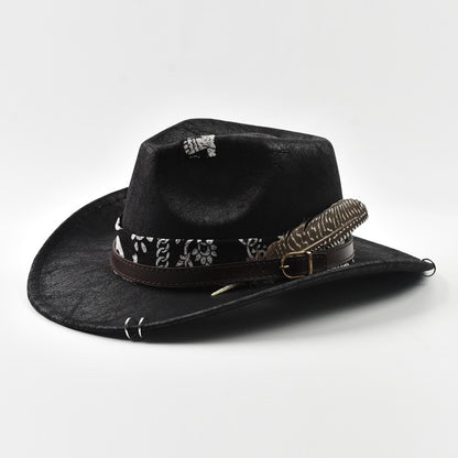 Chapéu Cowboy Masculino Vintage de Couro Sintético Feito à Mão Chapéu Cavalheiro Jazz Chapéu Panamá Cowgirl Sombrero Hombre