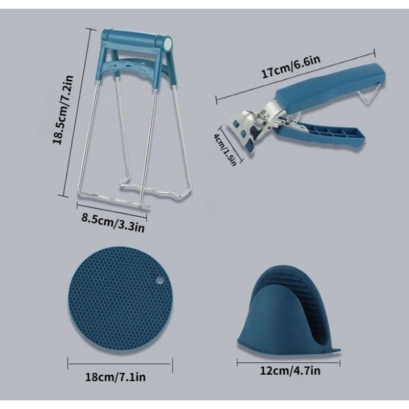 Conjunto de Cozinha Resistente ao Calor de Peças Luvas de Forno de Silicone com Pegadores de Panela Antiderrapante Anti Queimadura para Cozinhar/Assar/Churrasco