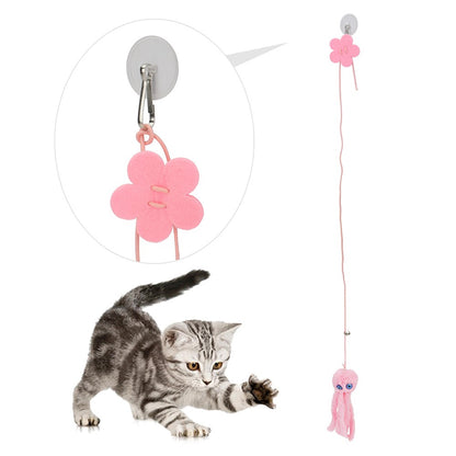 Brinquedo Pequeno de Polvo para Gatos, Brinquedo para Gatos com Ventosa, Lula Retrátil Pendurada na Porta, Suprimentos para Animais de Estimação, Interativo