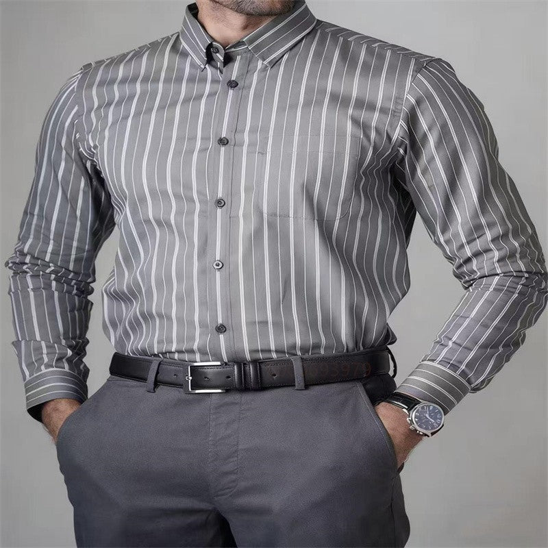 New Men's Striped Casual Shirt Fashion Durable Long Sleeve Business Formal Shirt Comfortable Soft Designer