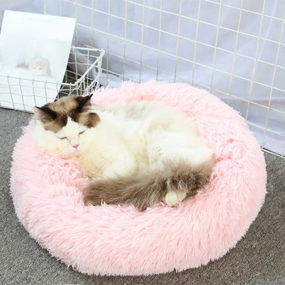 Cama Redonda Para Gatos Casa Macia Pelúcia Longa Ninho Cama Para Animais de Estimação Cesta Para Cães Produtos Para Animais de Estimação Almofada Tapete Animais Sofá Para Dormir Terno Para o Inverno
