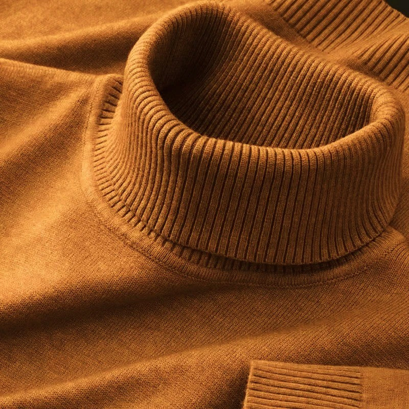 New Mens Knitted Sweaters Solid Color Turtleneck Breathable Pullovers Outdoor Warm Basic Streetwear Business Woolen Pullovers