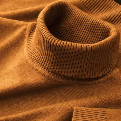New Mens Knitted Sweaters Solid Color Turtleneck Breathable Pullovers Outdoor Warm Basic Streetwear Business Woolen Pullovers