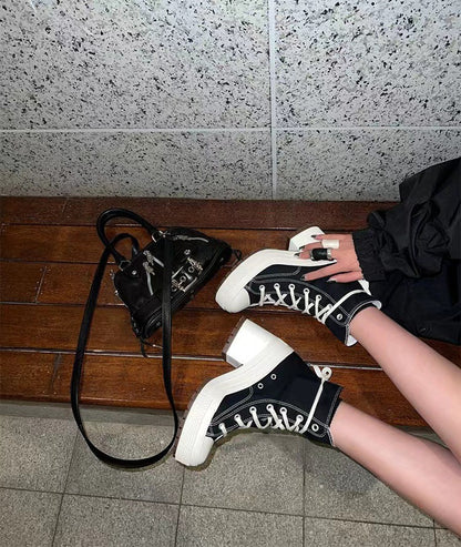 Women Platform Sneakers Canvas Shoes Personalized Luxry Heels Skateboard Lace Up Casual Fashion Outdoor Sneakers