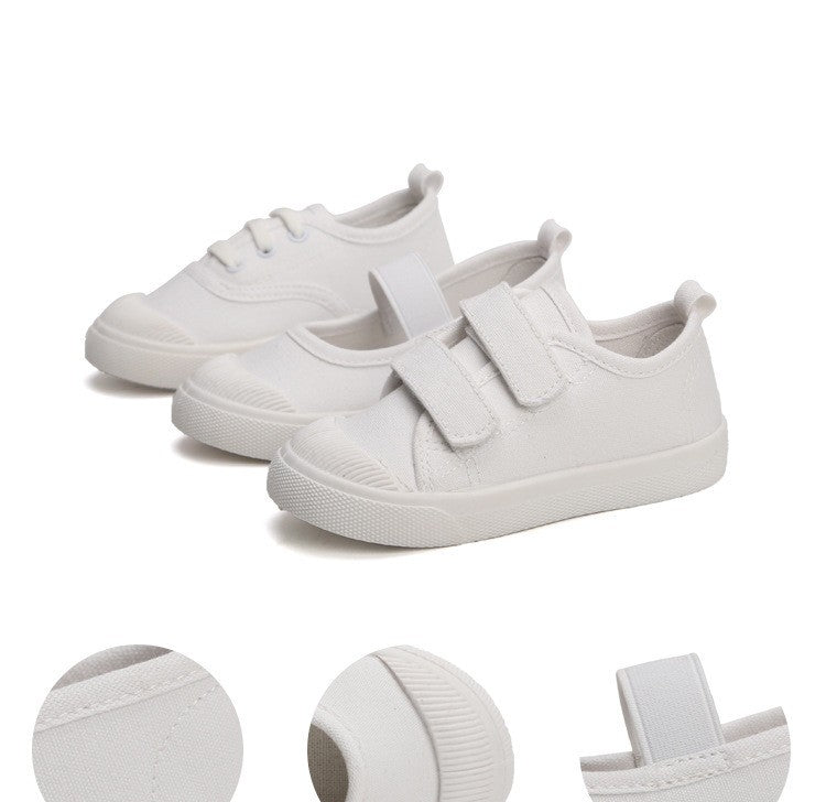 New Spring Summer Children's Canvas Shoes Girls White Shoes Fashion Boys Soft Campus White Causal Shoes Non-slip Sneakers