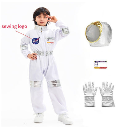 Halloween Astronaut Cosplay Costume Kids Boy Girl Jumpsuit Cartoon Space Party Spaceman Outfit White Spacesuit Bodysuit Clothing