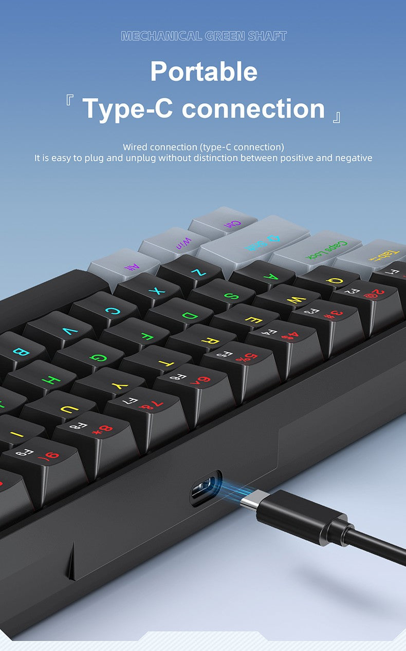 Mini Teclado Mecânico APAYADO K61, Com Fio, 61 Teclas, RGB Fantasma, Switch Mecânico Preto/Branco Vermelho/Azul para Jogos, 60% Portátil