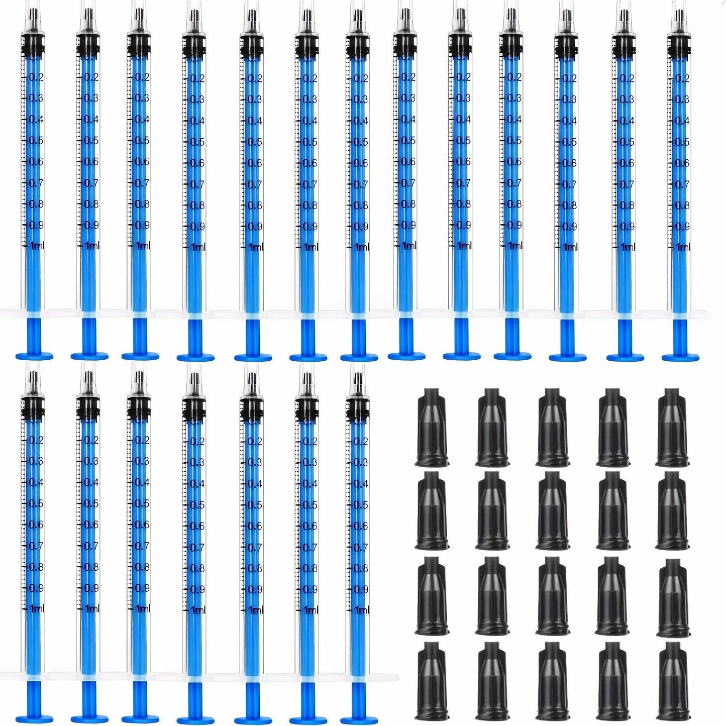 20 Seringas de 1ml/3ml/5ml/10ml com Tampa, para Cola, Distribuição e Medição de Líquidos, Alimentação de Animais de Estimação, Recarga de Cartuchos de Tinta, etc.