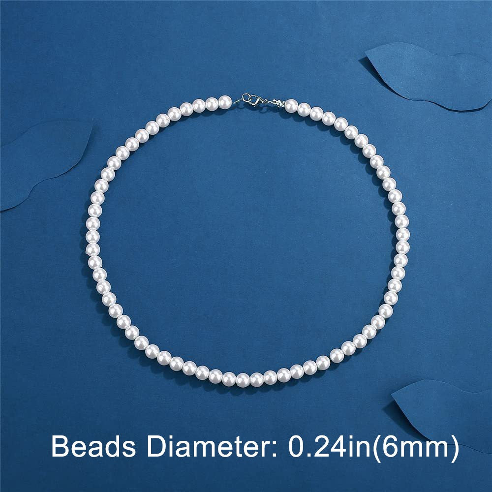 Colar Elegante de Pérola Branca Artificial 1 Peça Gargantilha Corrente de Contas para Homens e Mulheres Presente de Joia da Moda
