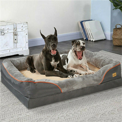Cama Ortopédica Grande Jumbo para Cães Espuma de Memória Sofá para Animais de Estimação Impermeável Almofada Elevada Quente para Filhotes Capa Removível