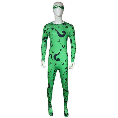 TV Riddler Cosplay Costume Fantasy Uniform Shirt Coat Pants Tie Mask Adult Men Outfits Halloween Carnival Party Disguise Suit