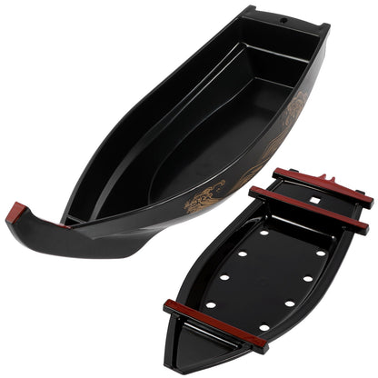 Sushi Serving Tray Reusable Plastic Sushi Boat Serving Plate Japanese Style Detachable Sushi Serving Platter for Home Kitchen