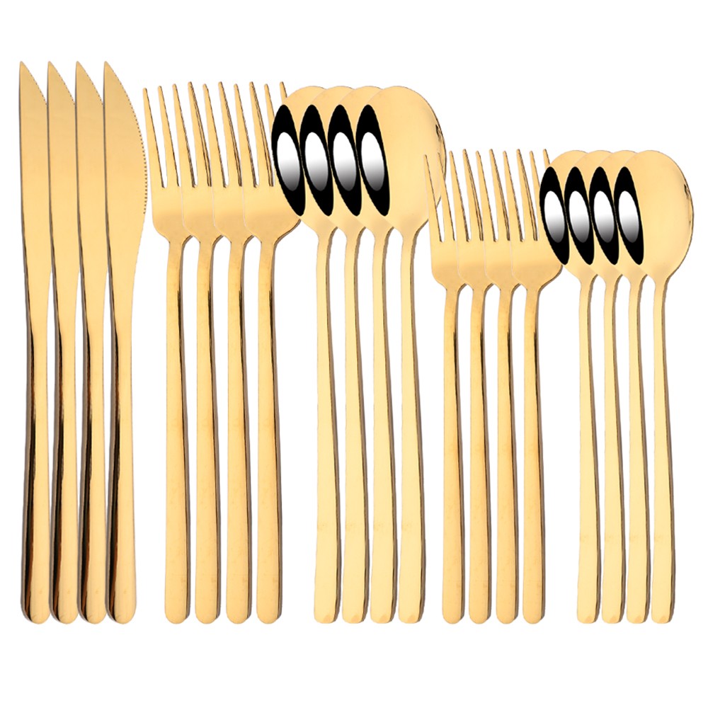 20Pcs Pink Silver Dinnerware Set Knife Dessert Fork Spoon Flatware Cutlery Set 304 Stainless Steel Silverware Tableware Kitchen