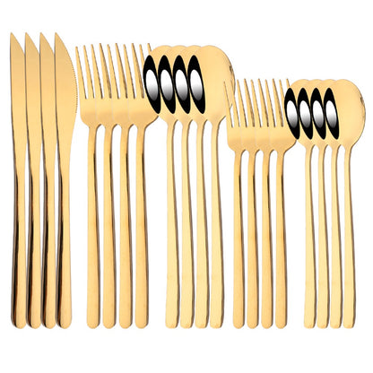 20Pcs Pink Silver Dinnerware Set Knife Dessert Fork Spoon Flatware Cutlery Set 304 Stainless Steel Silverware Tableware Kitchen