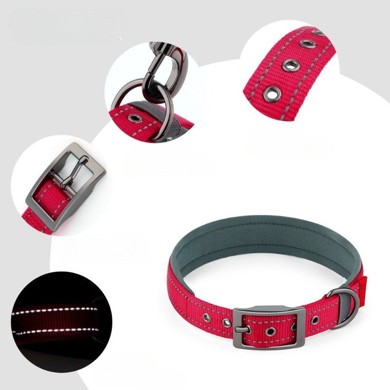 Coleira de cachorro para ambientes externos Fivela de metal Coleira de nylon respirável Coleira de pescoço de alta qualidade para cães de médio e grande porte