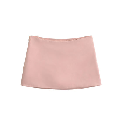 Summer Black Mini Skirts Women Elegant Sliky Satin Skirt Low Rise Zipper Summer Bodycon Short Skirt With Shorts Party Outfits