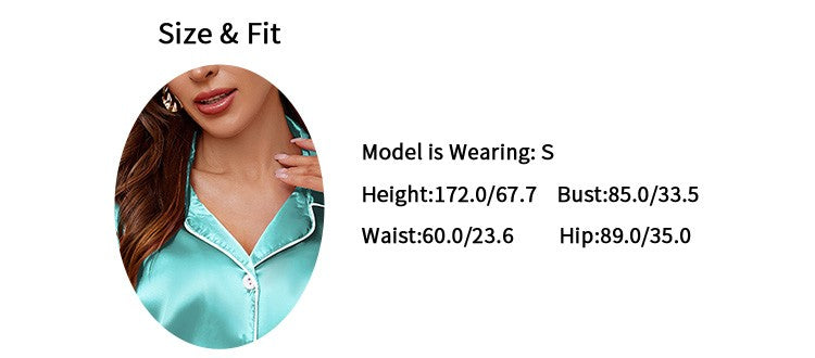 Luxurious Satin Pajama For Women Turn-down Collar Button Top & Shorts Sleepwear & Loungewear for Summer Home Clothes Suit