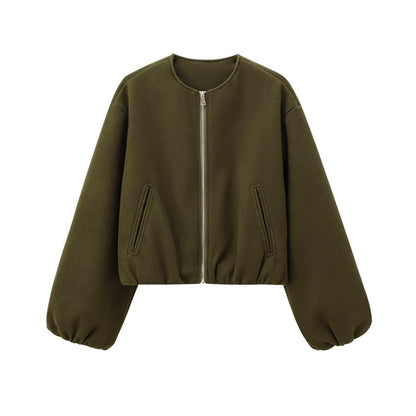 Oversized Soft Bomber Jacket for Women, Long Sleeve Coat, Front Zipper, Female Outerwear, Chic Tops, Fashion