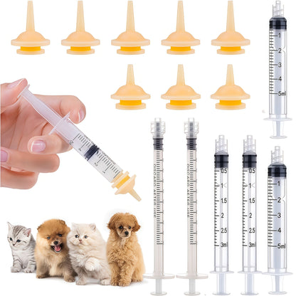 12 bicos de silicone para alimentação com seringa reutilizável para gatos, adequada para filhotes recém-nascidos de gatos, cachorros, animais de estimação, animais selvagens, coelhos