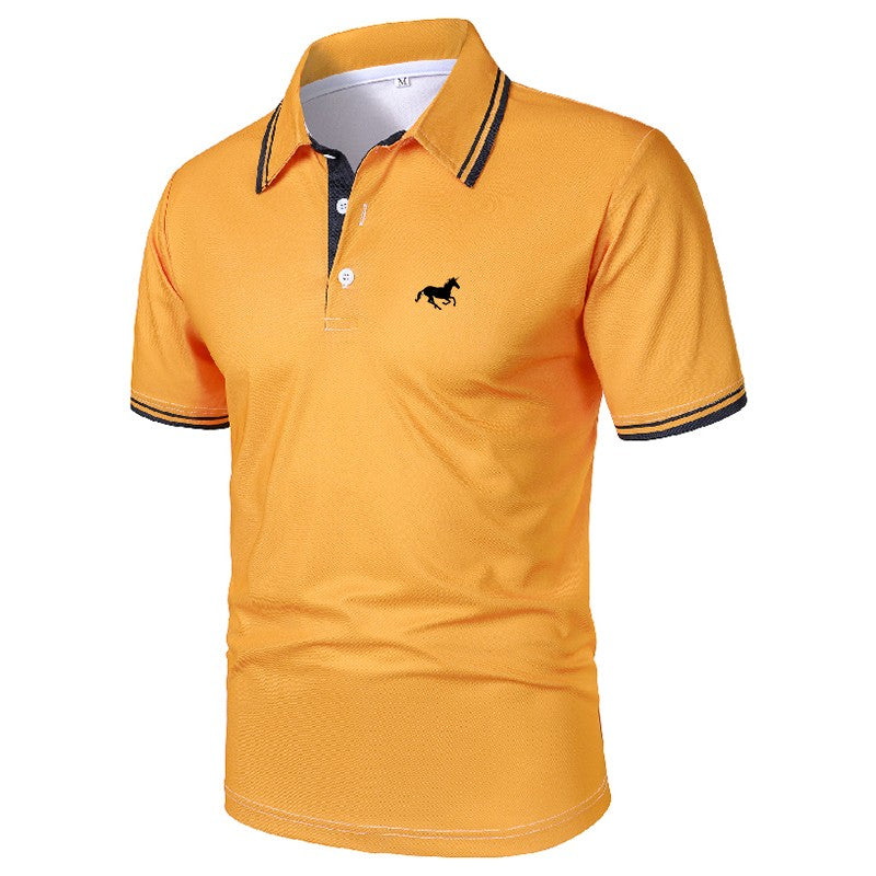 100% Polyester New Men Clothes Summer Short Sleeve Fashion Business Casual Lapel Polo Shirt Logo Print Men Sport Golf Polo Shirt