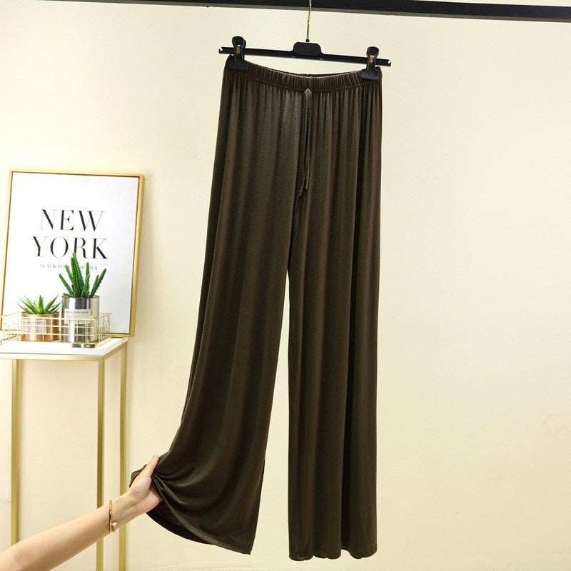 Plus size L to 6XL U-Neck Women's wide leg pants high waist Loose Long pant solid color Casual drapped trousers all match