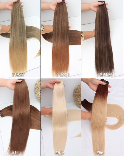 Cabelo Sintético Russo Liso de 65cm 200g, Extensões de Cabelo de Fibra com Bio Proteína Resistente ao Calor, Rabo de Cavalo para Cosplay