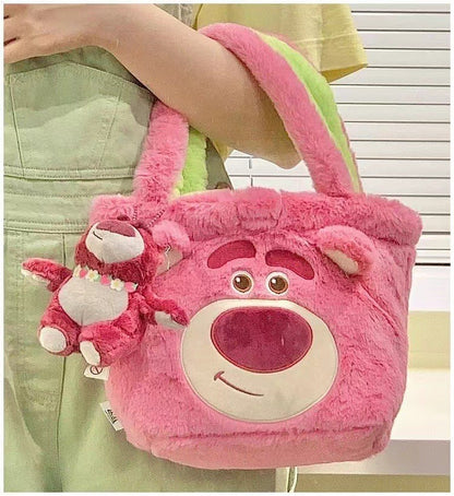 Disney Winnie Bear Turn Into Tigger Plush Handbag Cartoon Reversible Lotso Change To Alien Plush Doll Bag Xmas Women Girls Gift