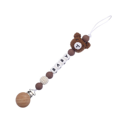 Wooden Dummy Holder Clip Customization Name Silicone Pacifier Chain For Baby Teether Nipple Chain Care Kids Birthday Shower Gift