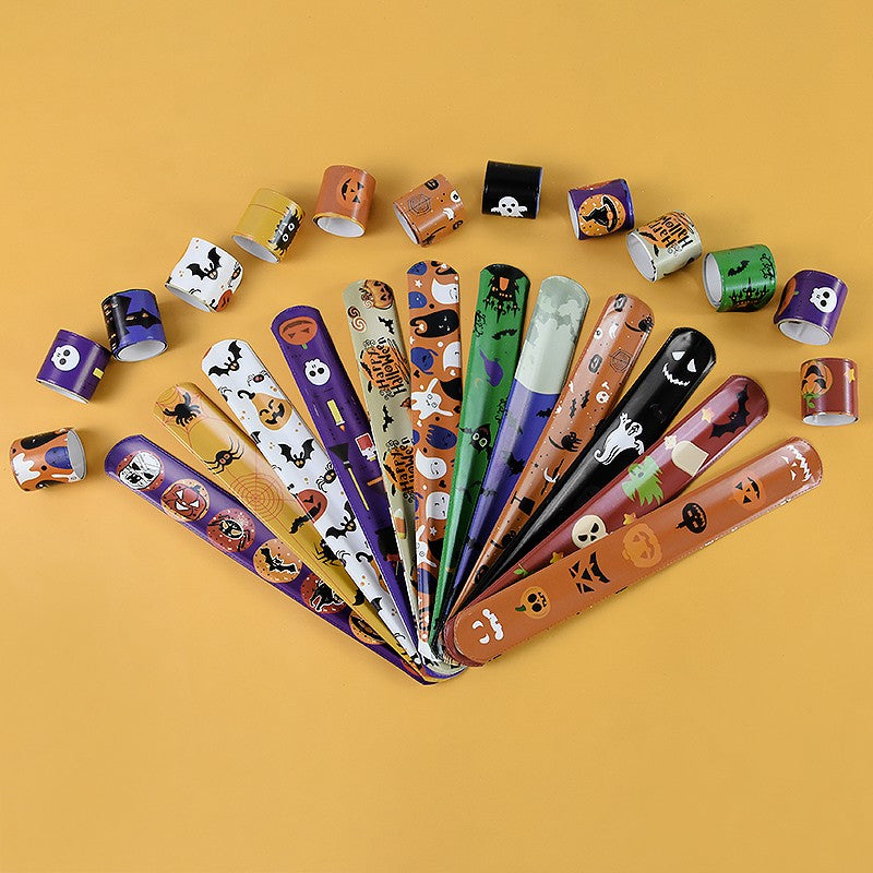10/20pcs Pumpkin Ghost Pattern Papa Circle Halloween Decoration Bracelet Kids Toy Slap Band Party Decoration Suppliy Prize Gift