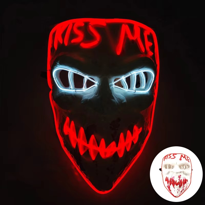 Wireless LED Purge Mask Halloween Horror Party Carnival Cosplay Costume Props Halloween Purge Masks 10 Colors LED Mask Men Women