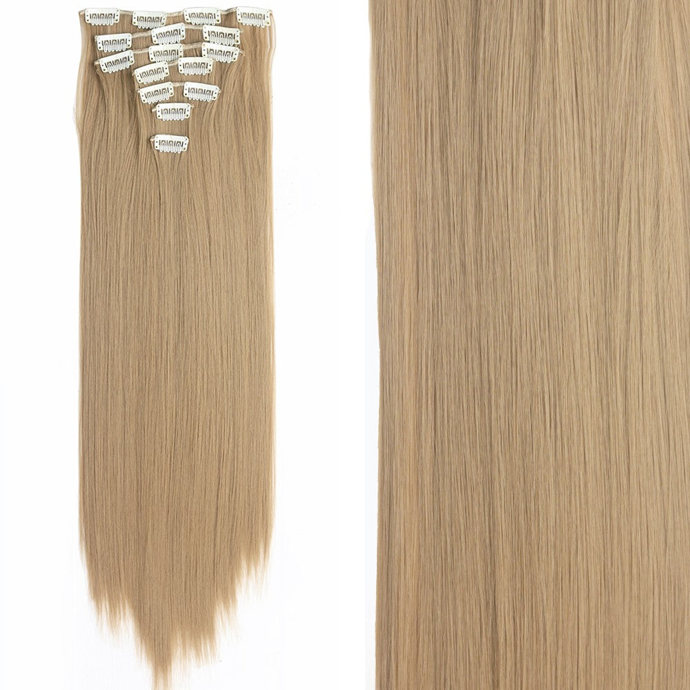 Cabelo Liso Comprido 16 Clipes 7 Pçs/Conjunto de Apliques de Cabelo Sintético Natural Loiro Preto Resistente ao Calor 2026