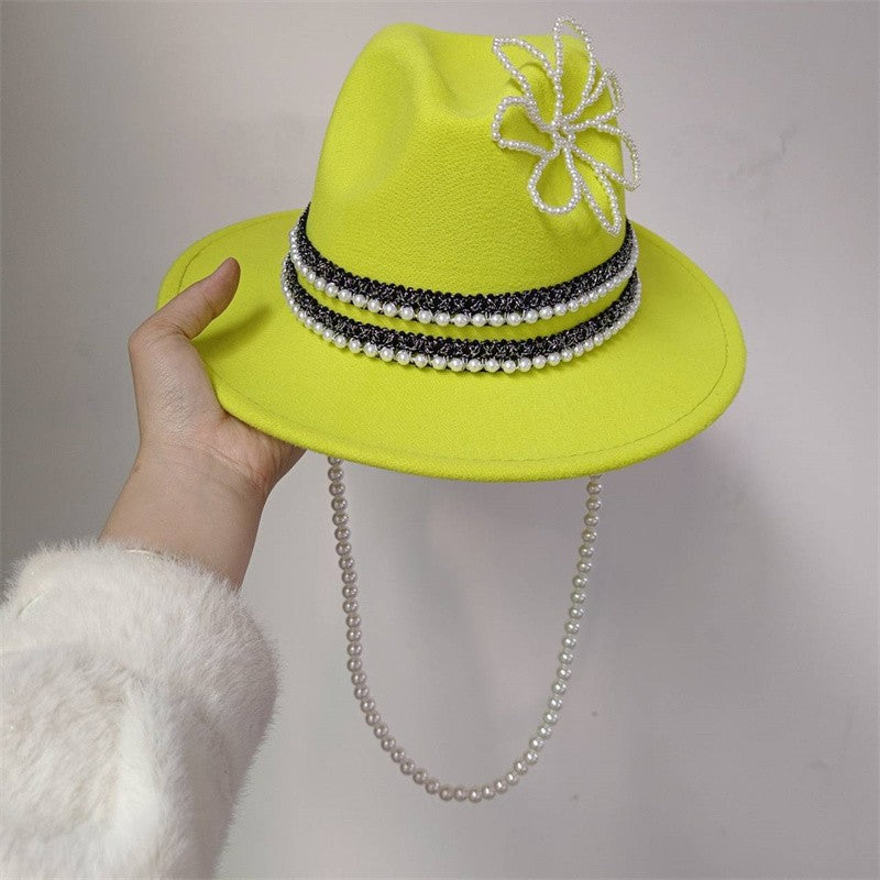 Vários chapéus DIY Chapéu Fedora com novos acessórios de corrente dourada, chapéu de inverno jazz hip-hop, chapéu de viagem, chapéu estilo punk, chapéu de igreja ????? ???????