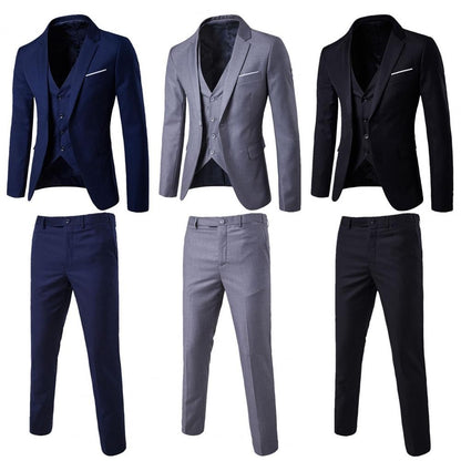 Korean Style Men Vest Pants Set Casual Business Buttons Cuff Vest Trousers Men Suit Wedding Groom Formal Suit
